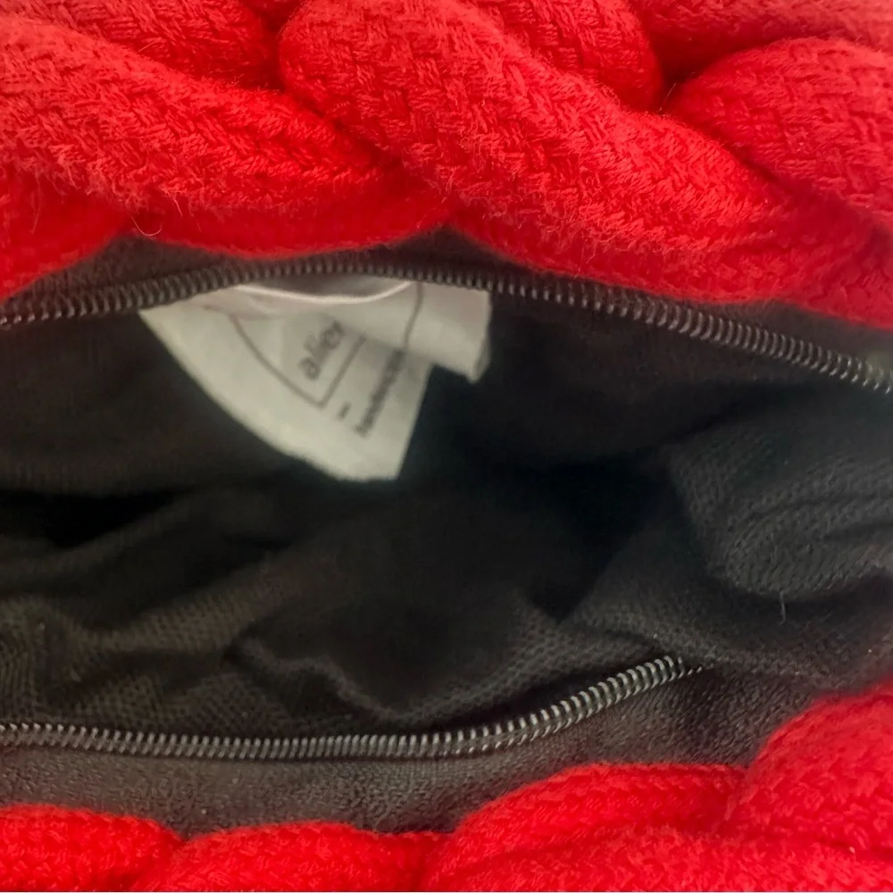 Alienina Cotton Fabric Cord Woven Looped Lina Clutch Bag in Cherry Red